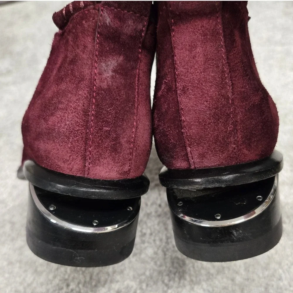 Alexander Wang Kori Burgundy Suede Cutout Heel Ankle Boots Women's Size 36.5 GUC